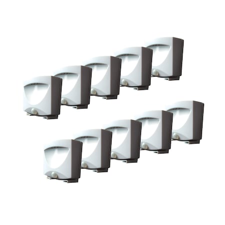 Battery-Powered Motion-Activated Outdoor Night-Light In White, PK 10